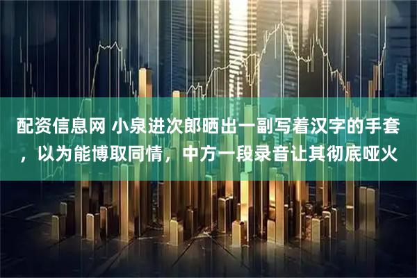 配资信息网 小泉进次郎晒出一副写着汉字的手套，以为能博取同情，中方一段录音让其彻底哑火